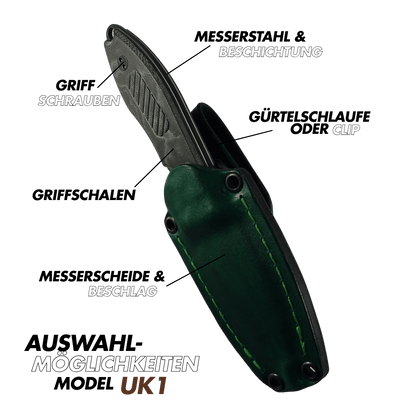 model ukt gürtelmesser outdoormesser mit lederscheide handgemacht personalisiert mit gravur