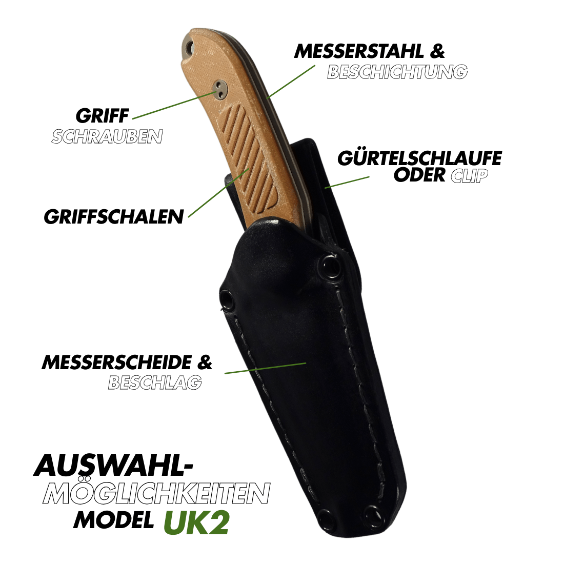 model uk2personalisiert outdoormesser gürtelmesser mit messerscheide und gravur feaures