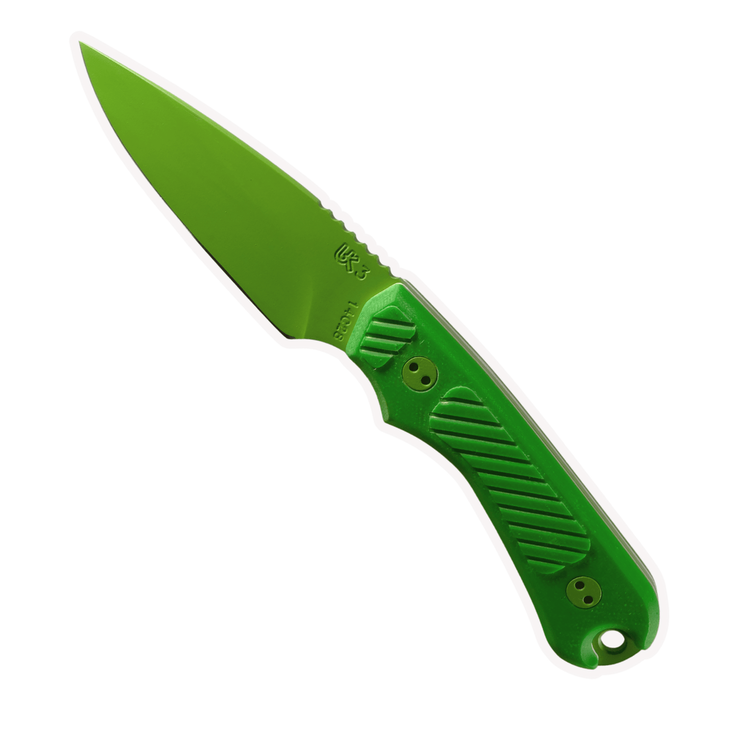 model uk3 handgemachtes gurtelmesser outdoormesser mit messerscheide und gravur grüne edition links oben